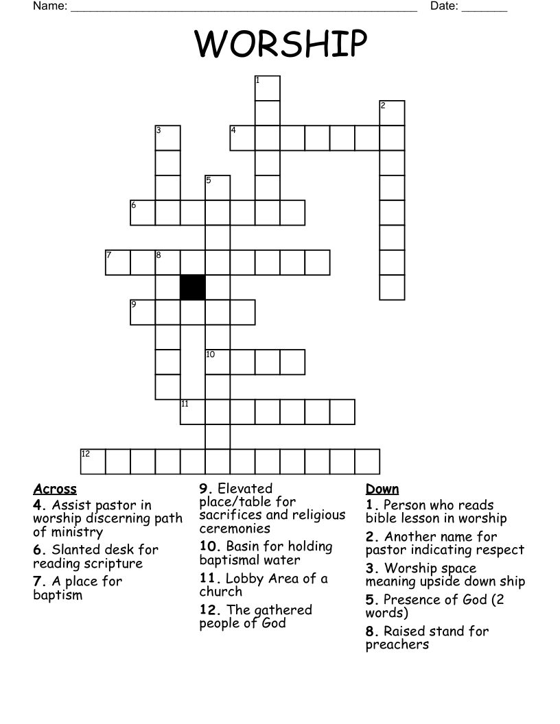WORSHIP Crossword