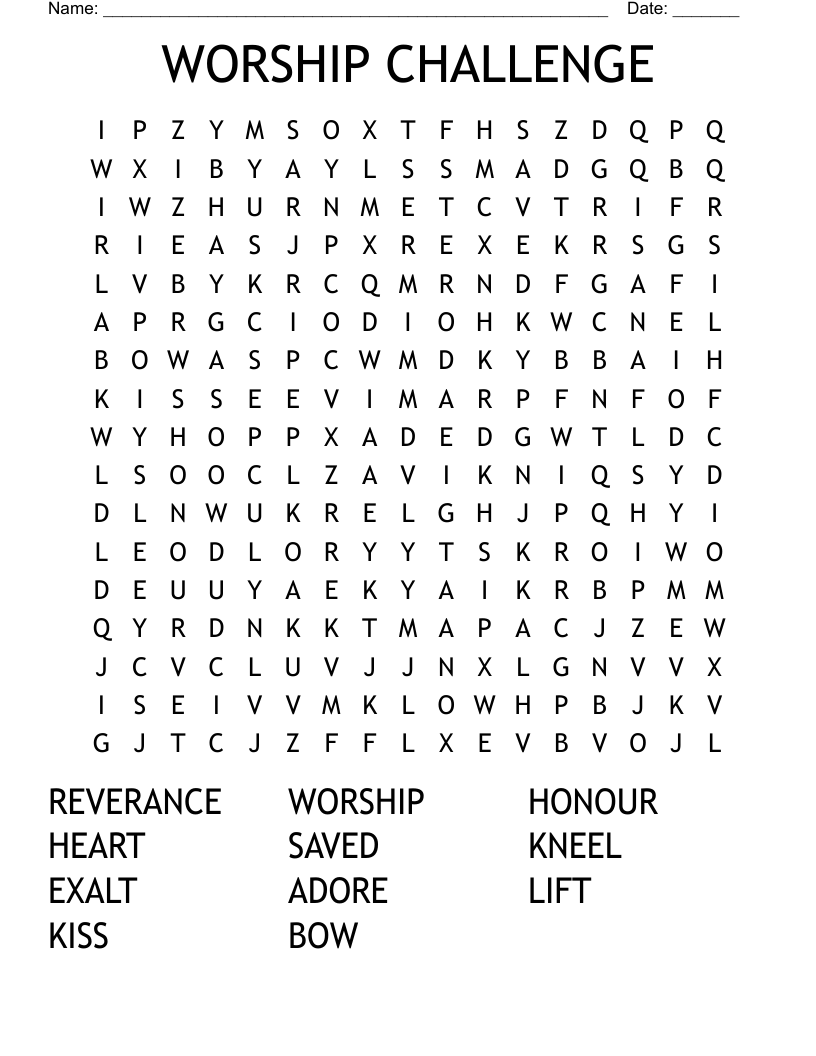 WORSHIP CHALLENGE Word Search
