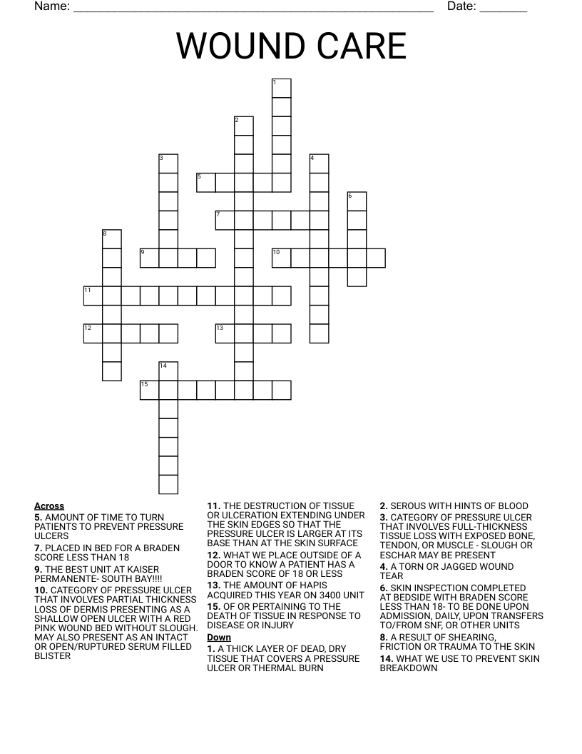 WOUND CARE  Crossword