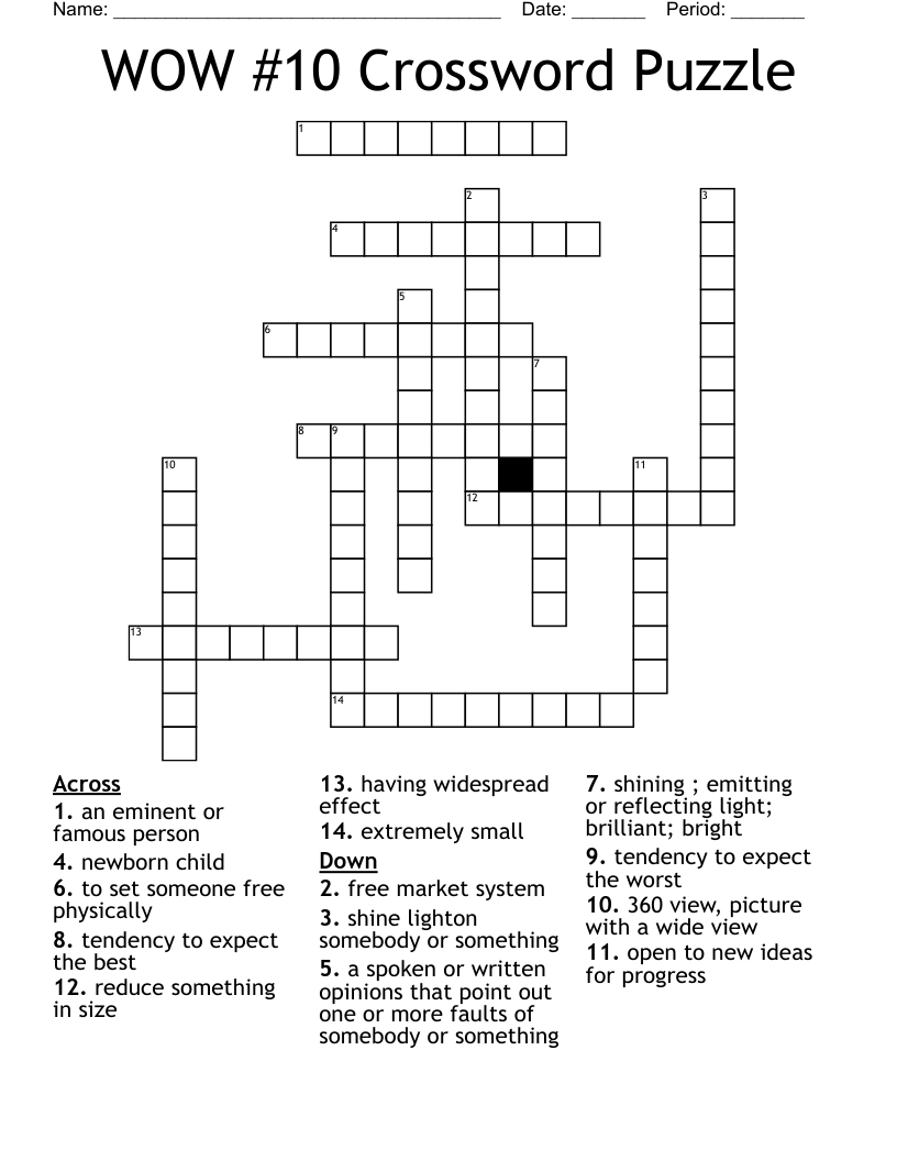 WOW #10 Crossword Puzzle