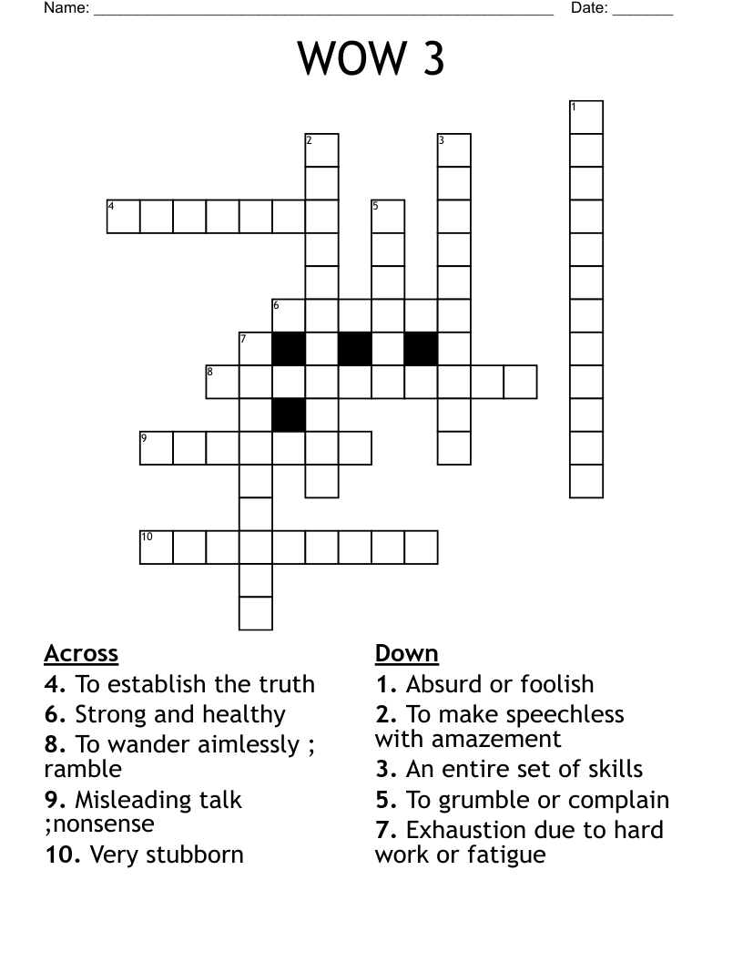 WOW 3 Crossword