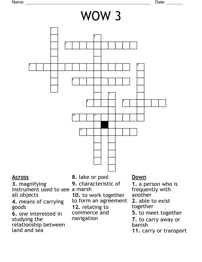 WOW 3 Crossword