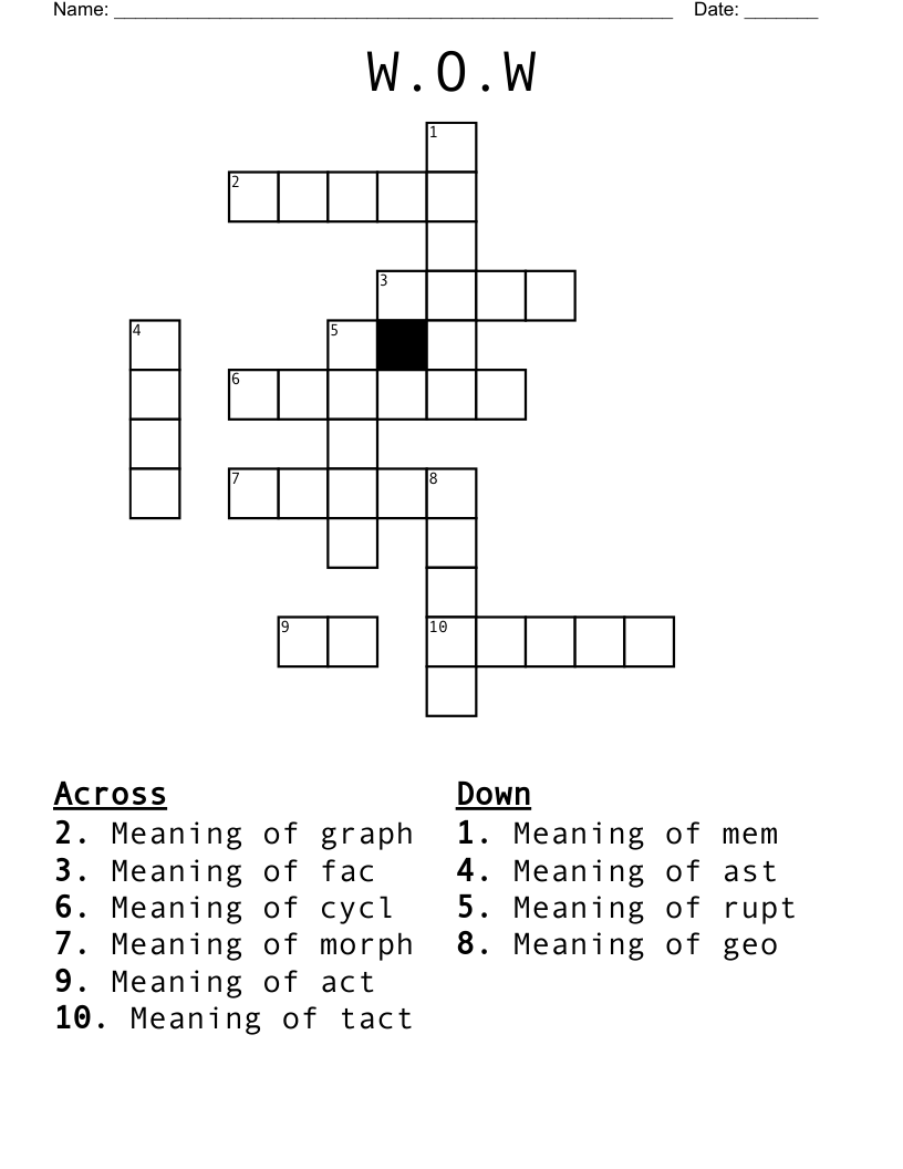 W.O.W Crossword