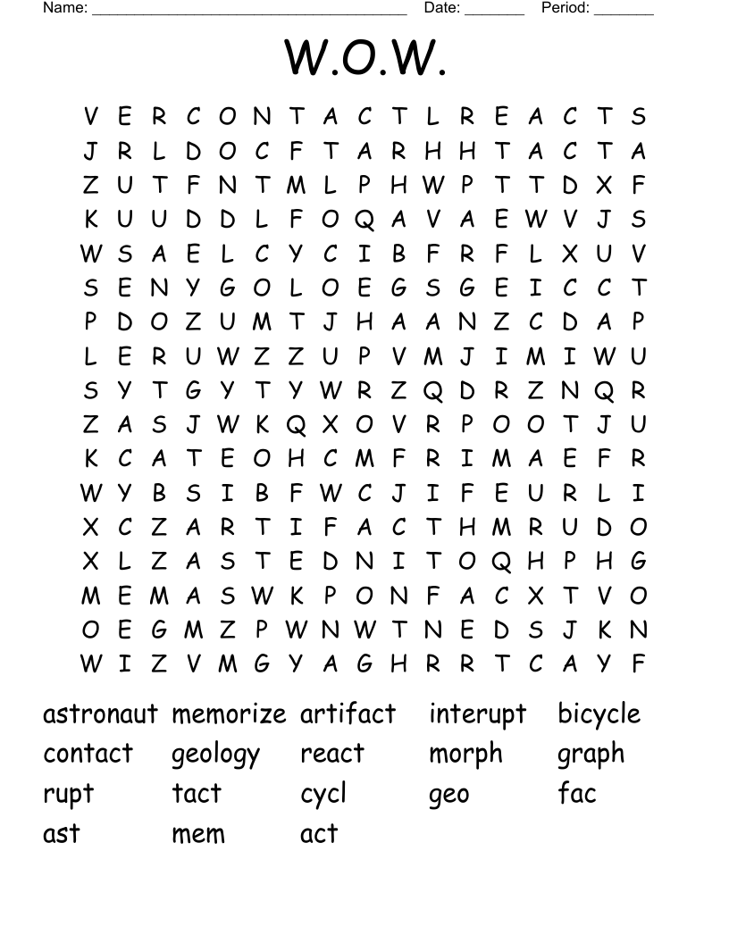 W.O.W. Word Search