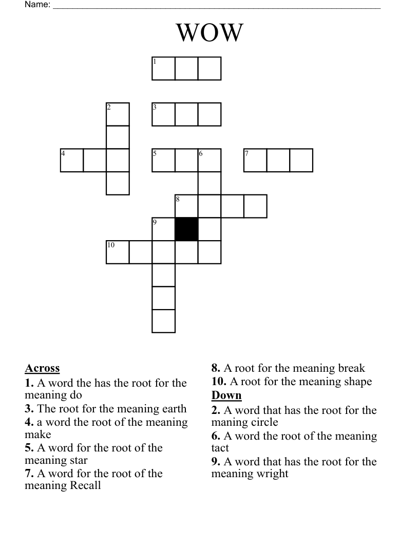 WOW Crossword