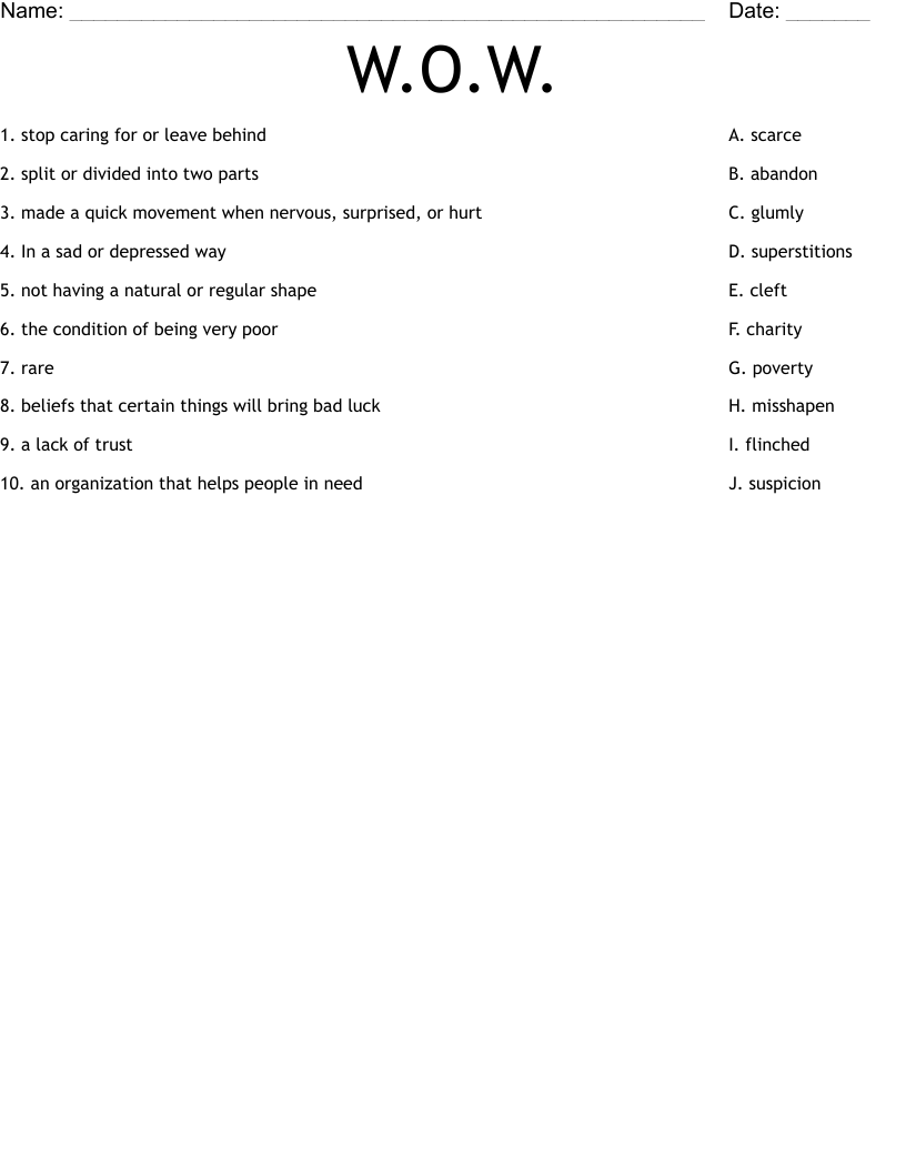 W.O.W. Worksheet