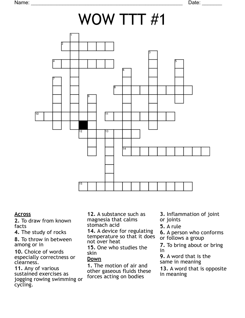 WOW TTT #1 Crossword