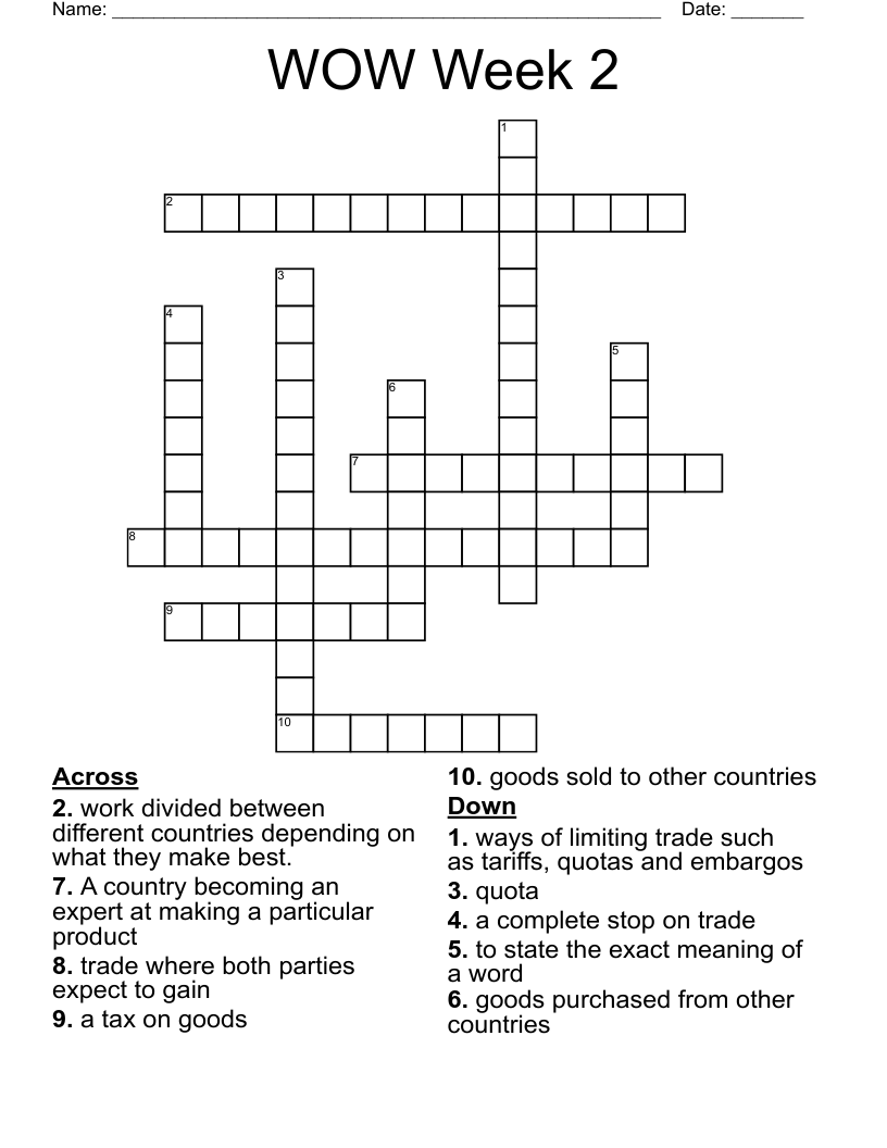 WOW Week 2 Crossword