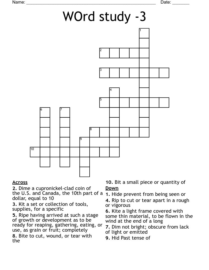 WOrd study -3 Crossword