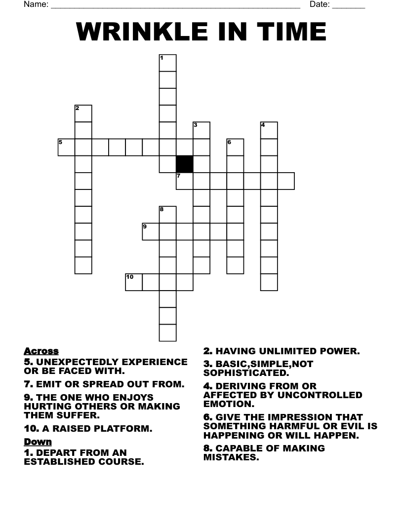 WRINKLE IN TIME Crossword