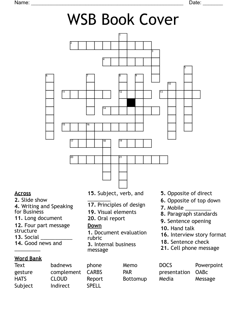 WSB Book Cover Crossword