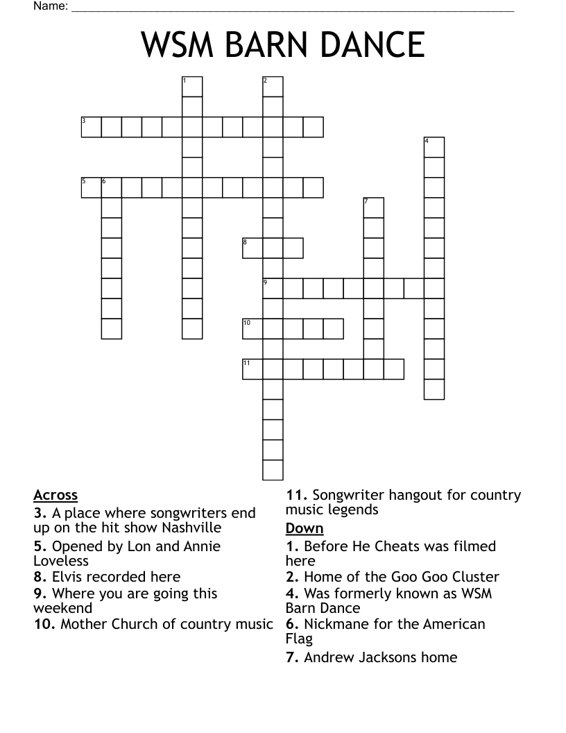 WSM BARN DANCE Crossword
