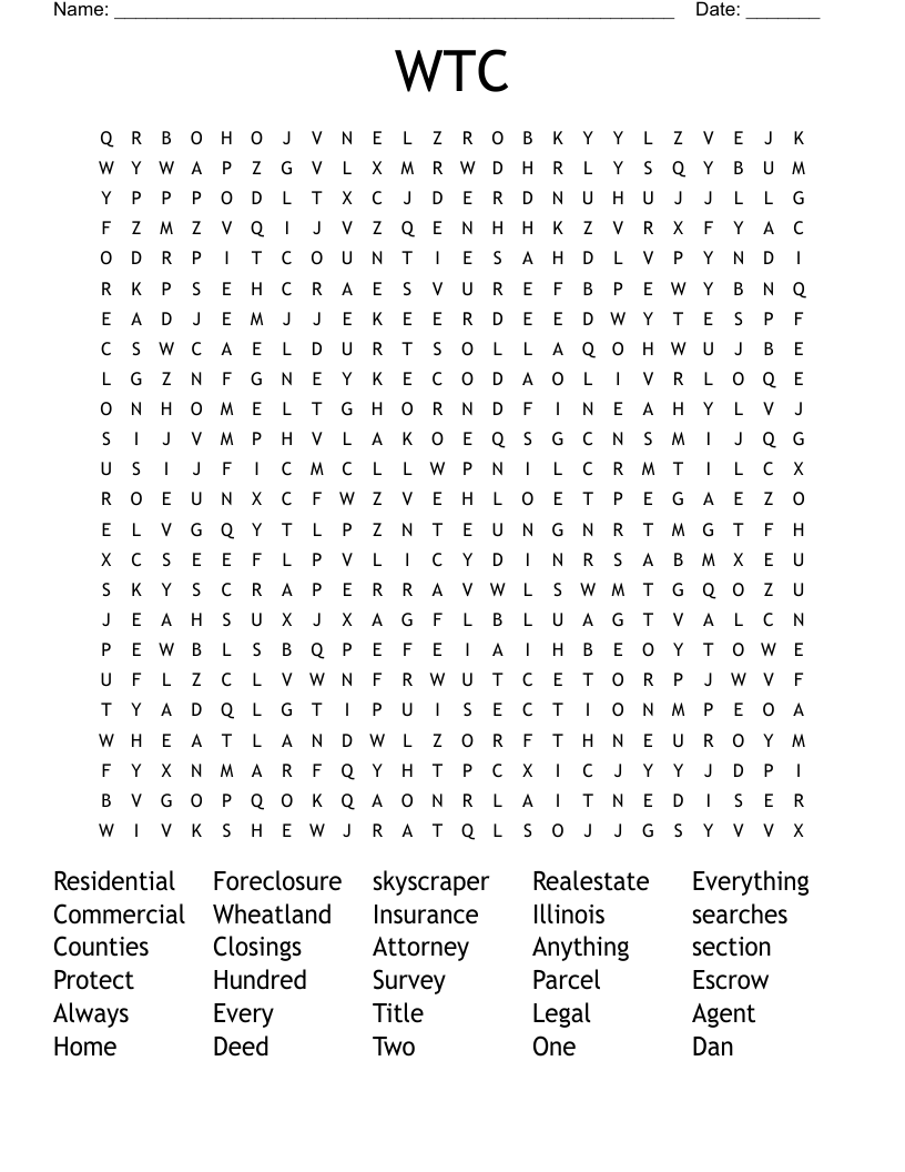 WTC  Word Search