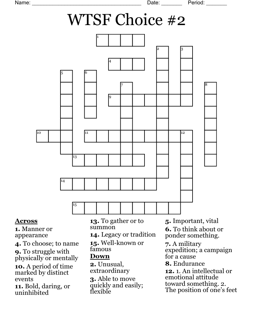 WTSF Choice #2 Crossword