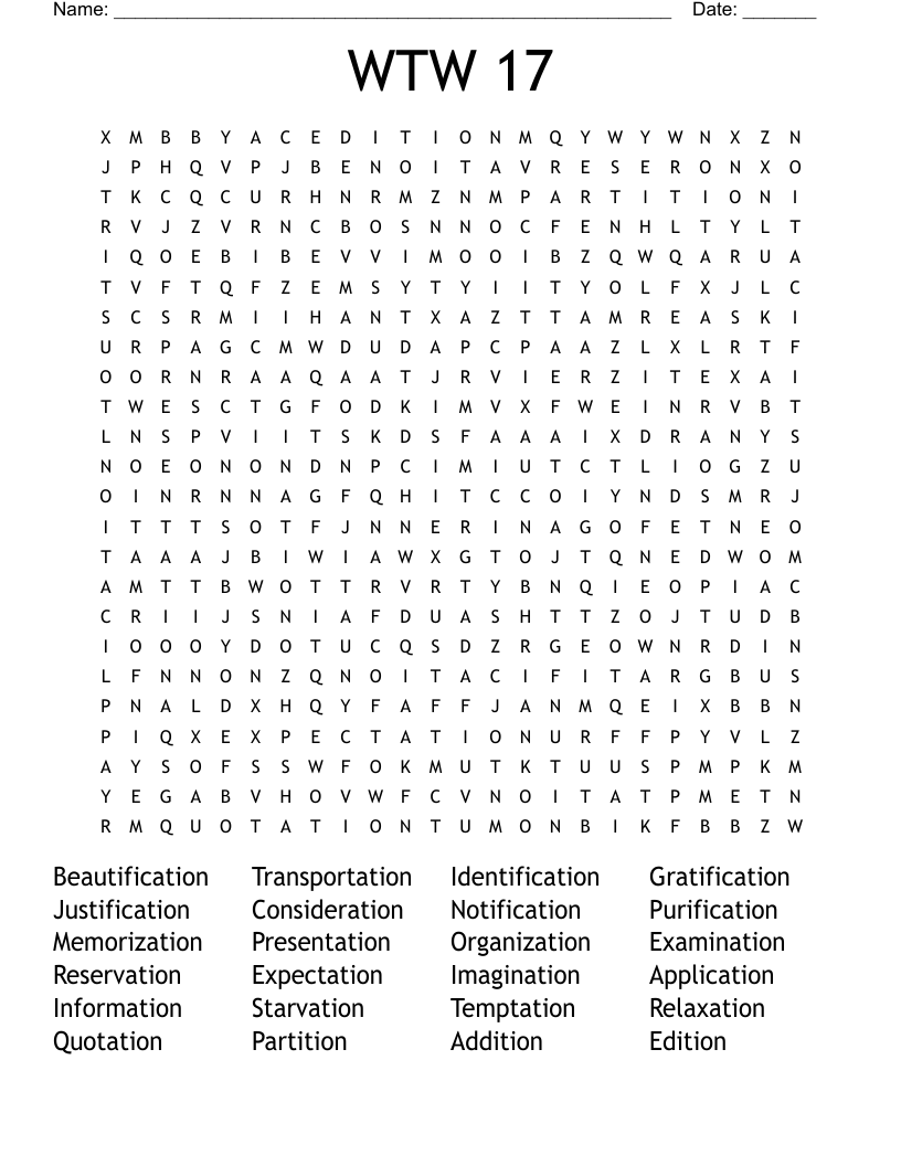 WTW 17 Word Search