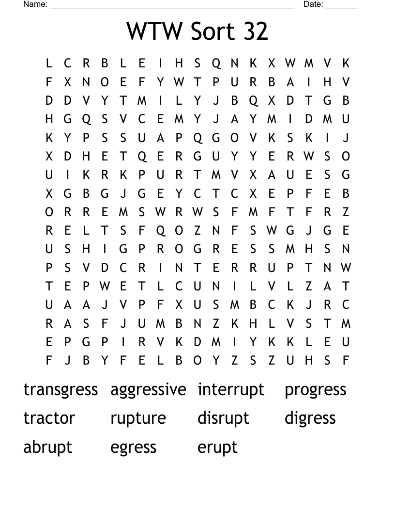WTW Sort 32 Word Search