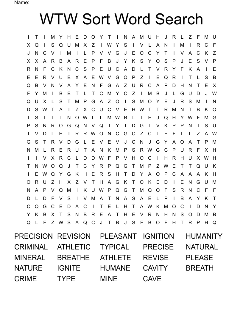 WTW Sort Word Search