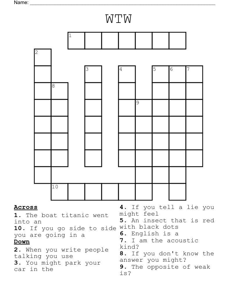 WTW  Crossword