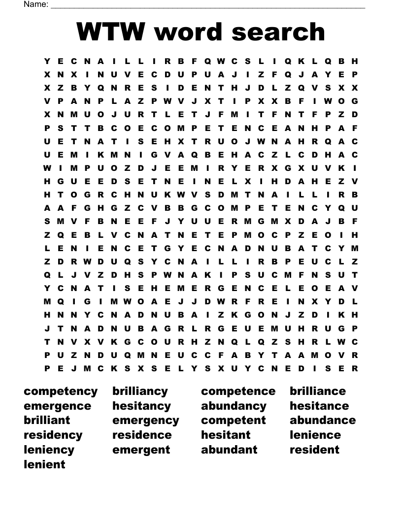 WTW word search