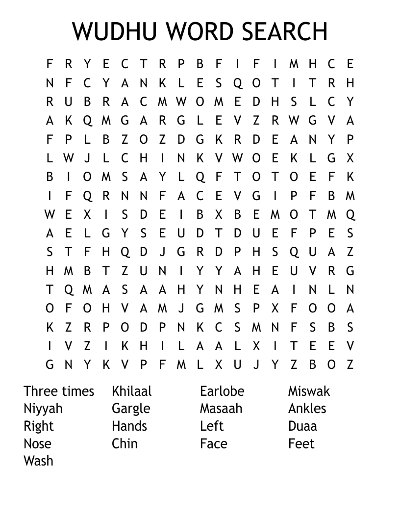 WUDHU WORD SEARCH 