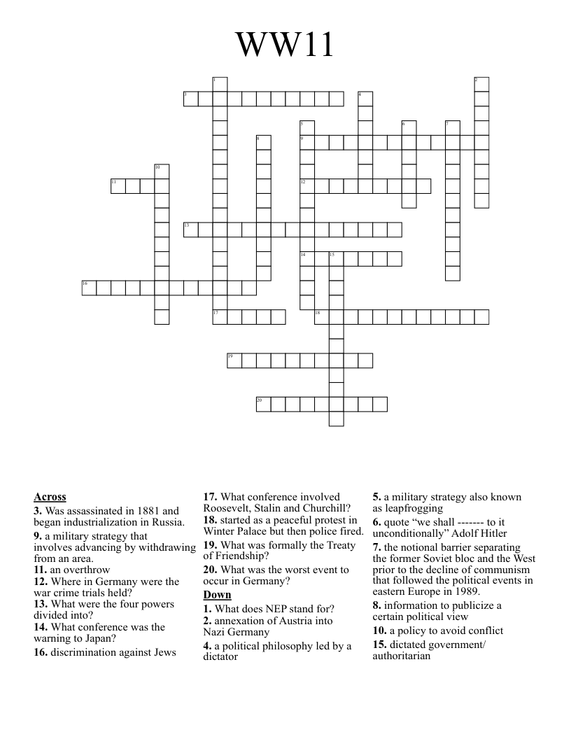 WW11 Crossword