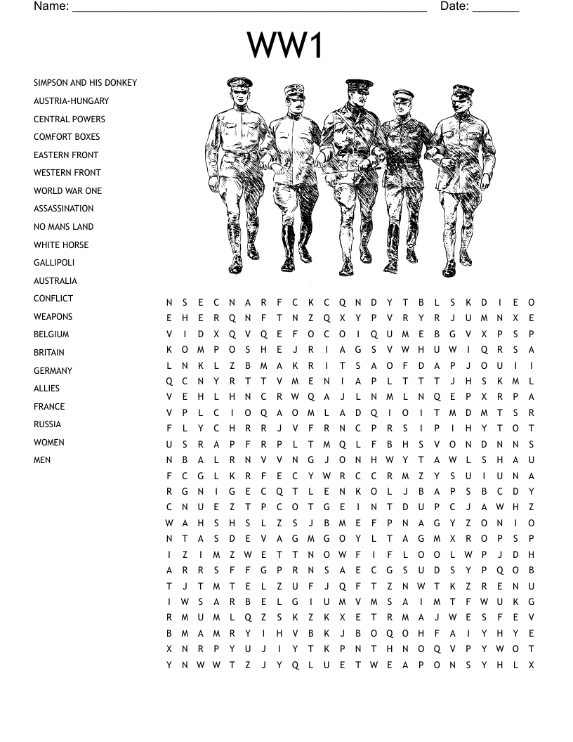 WW1 Word Search