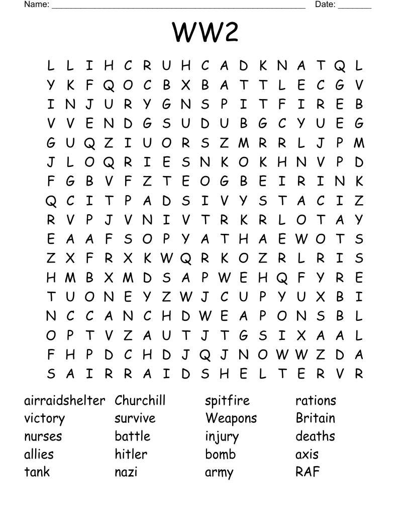 WW2 Word Search
