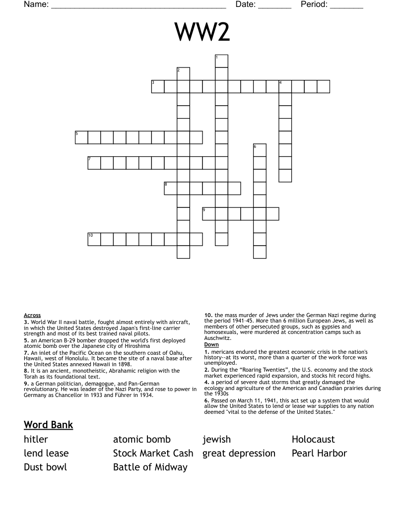 WW2 Crossword