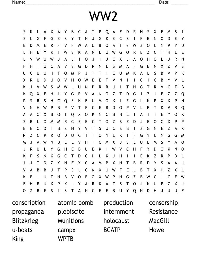 WW2 Word Search