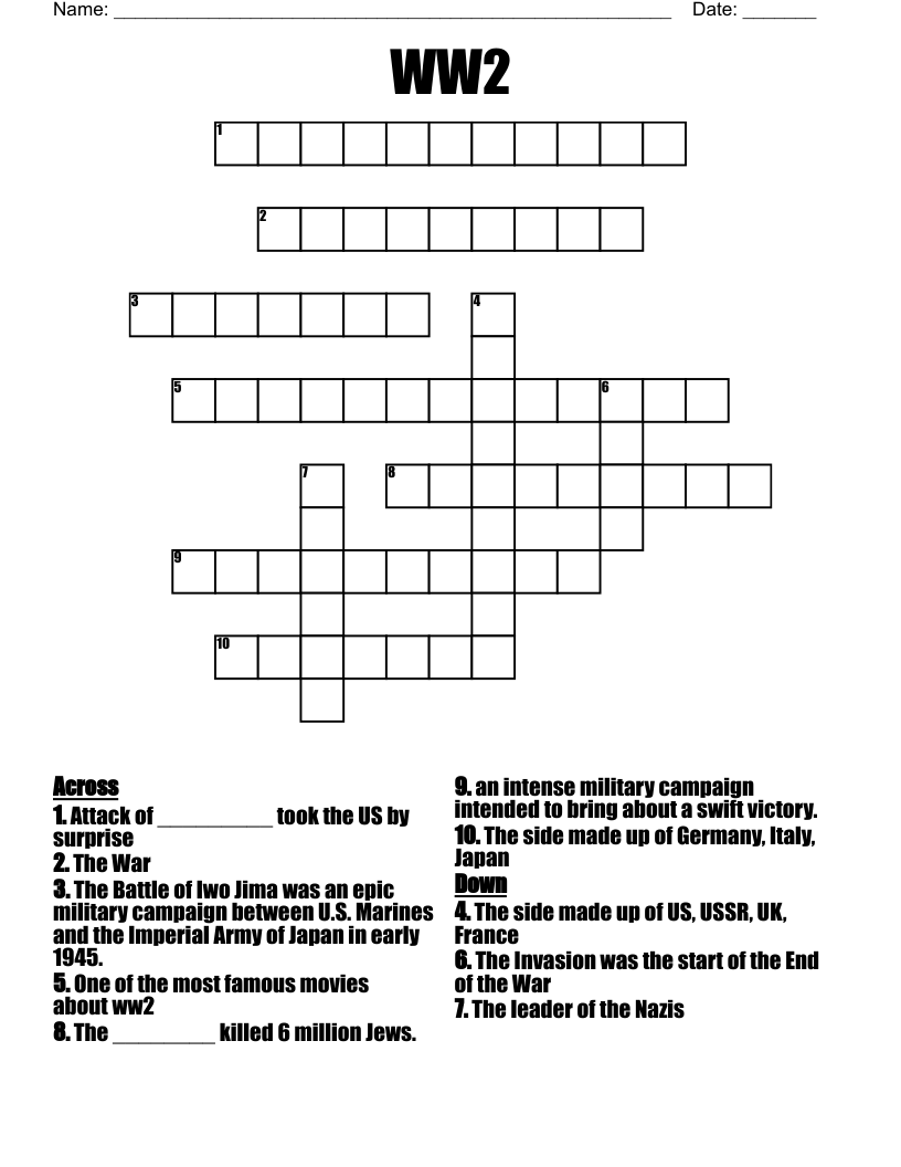WW2 Crossword