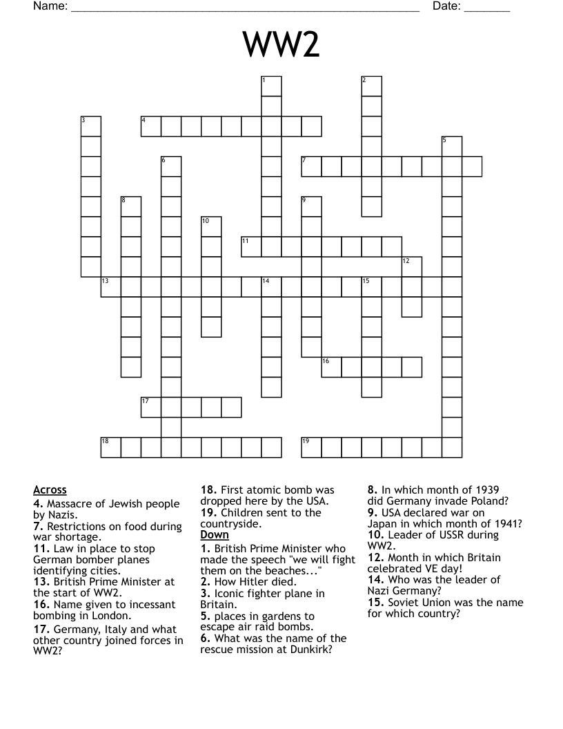 WW2 Crossword