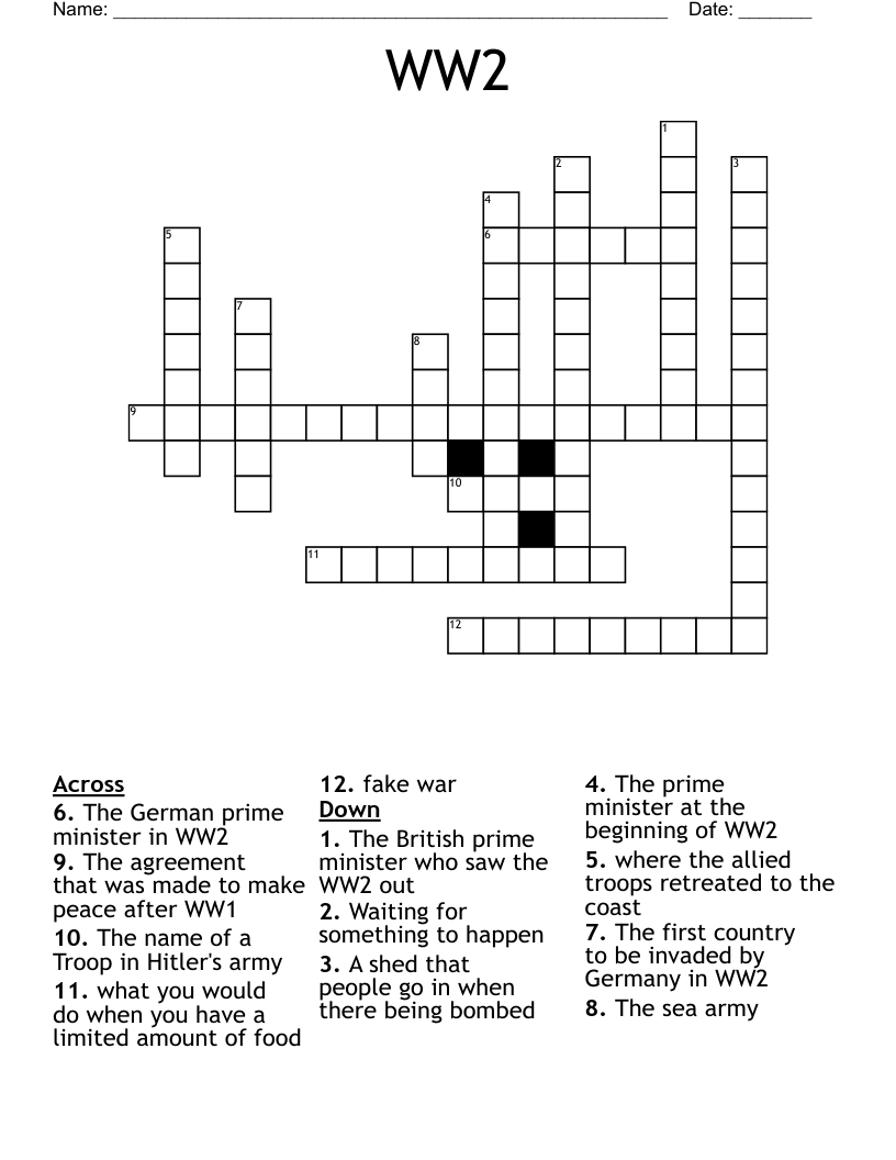 WW2 Crossword