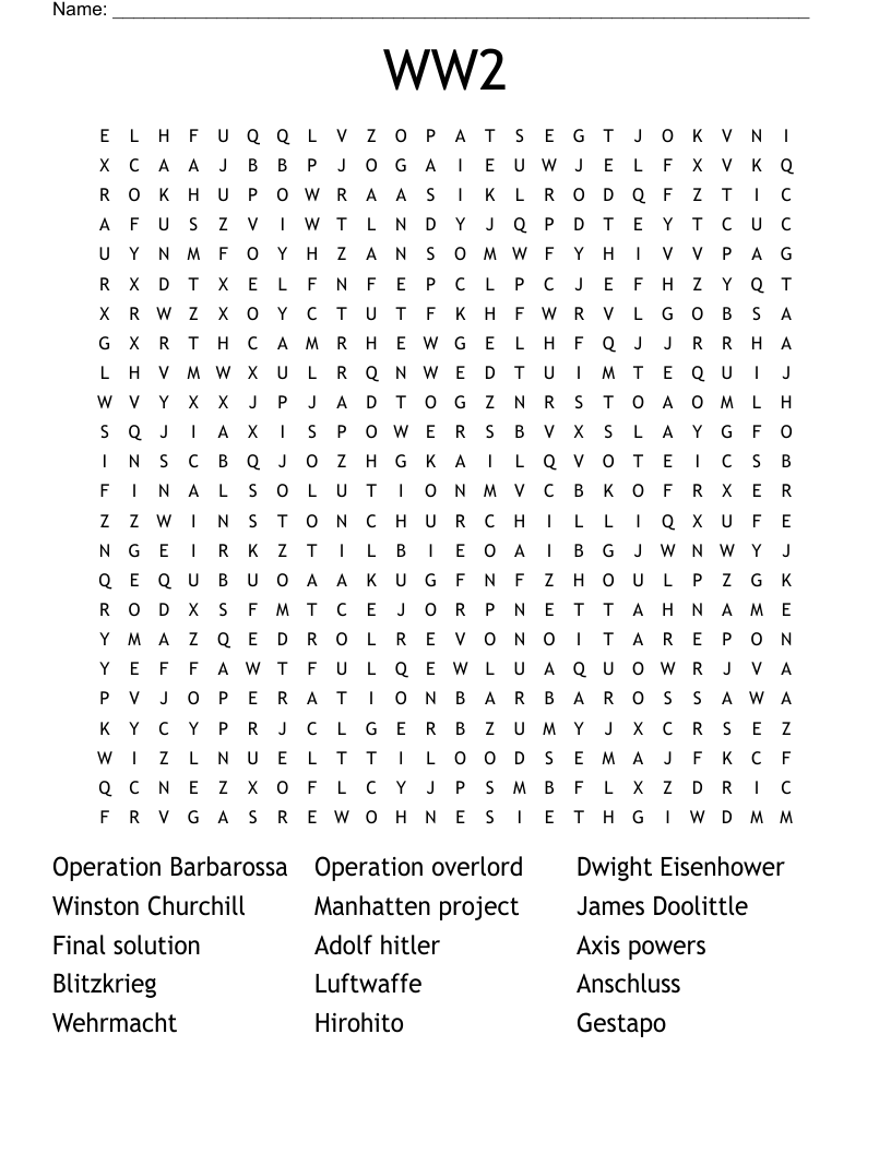 WW2 Word Search