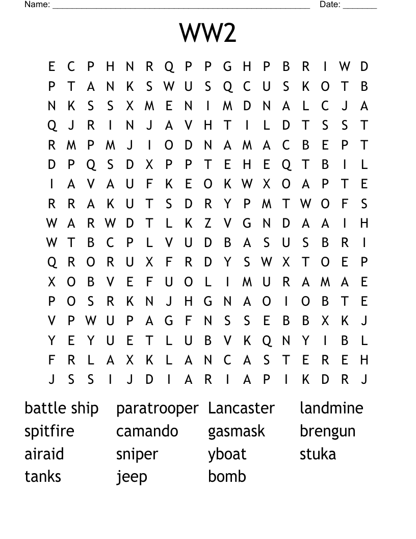 WW2 Word Search