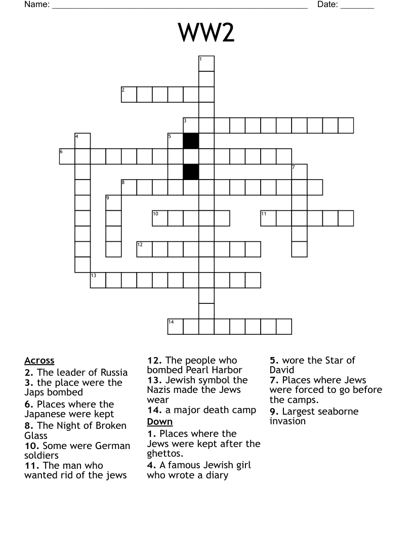 WW2 Crossword