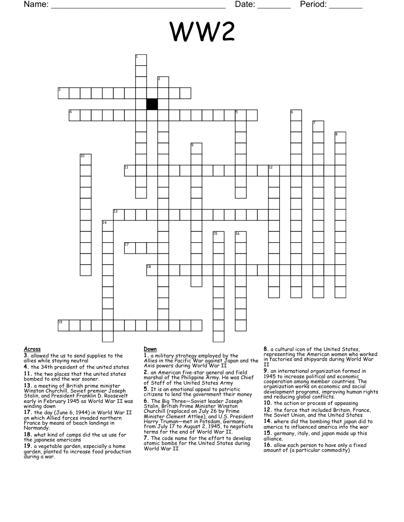 WW2 Crossword