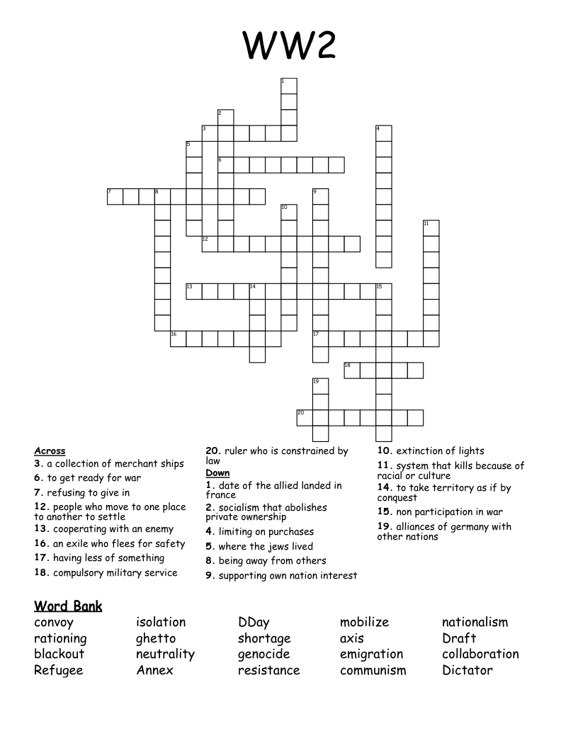 WW2 Crossword