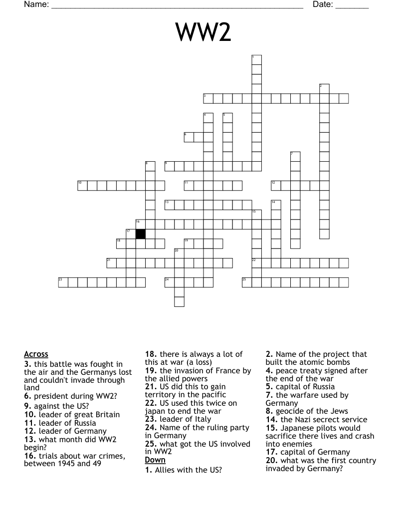 WW2 Crossword