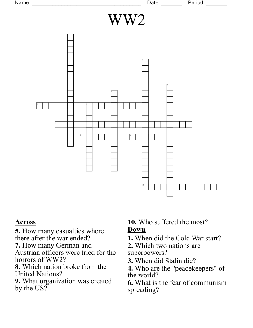 WW2 Crossword