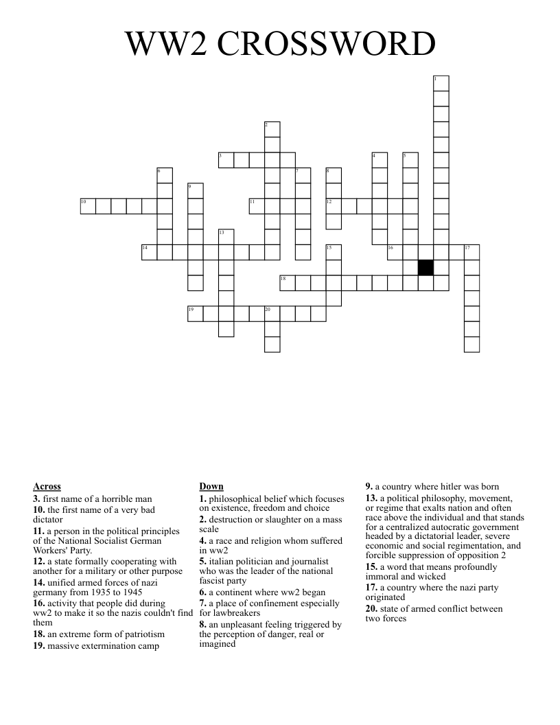WW2 CROSSWORD