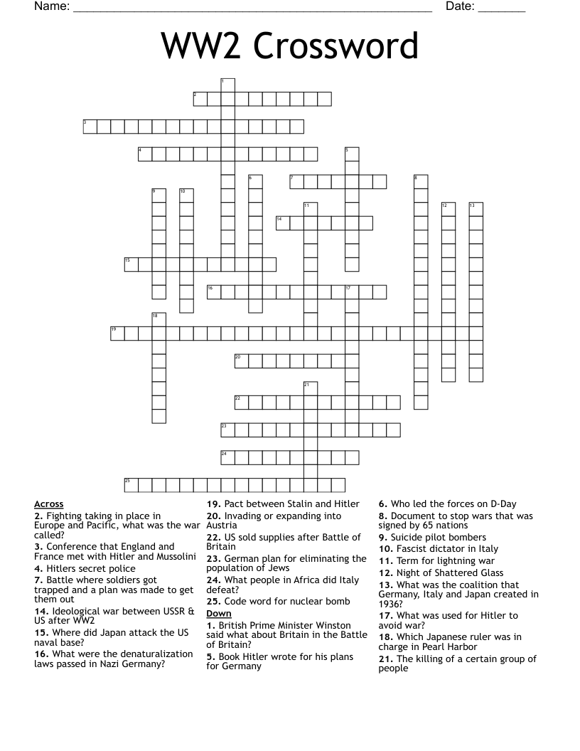 WW2 Crossword