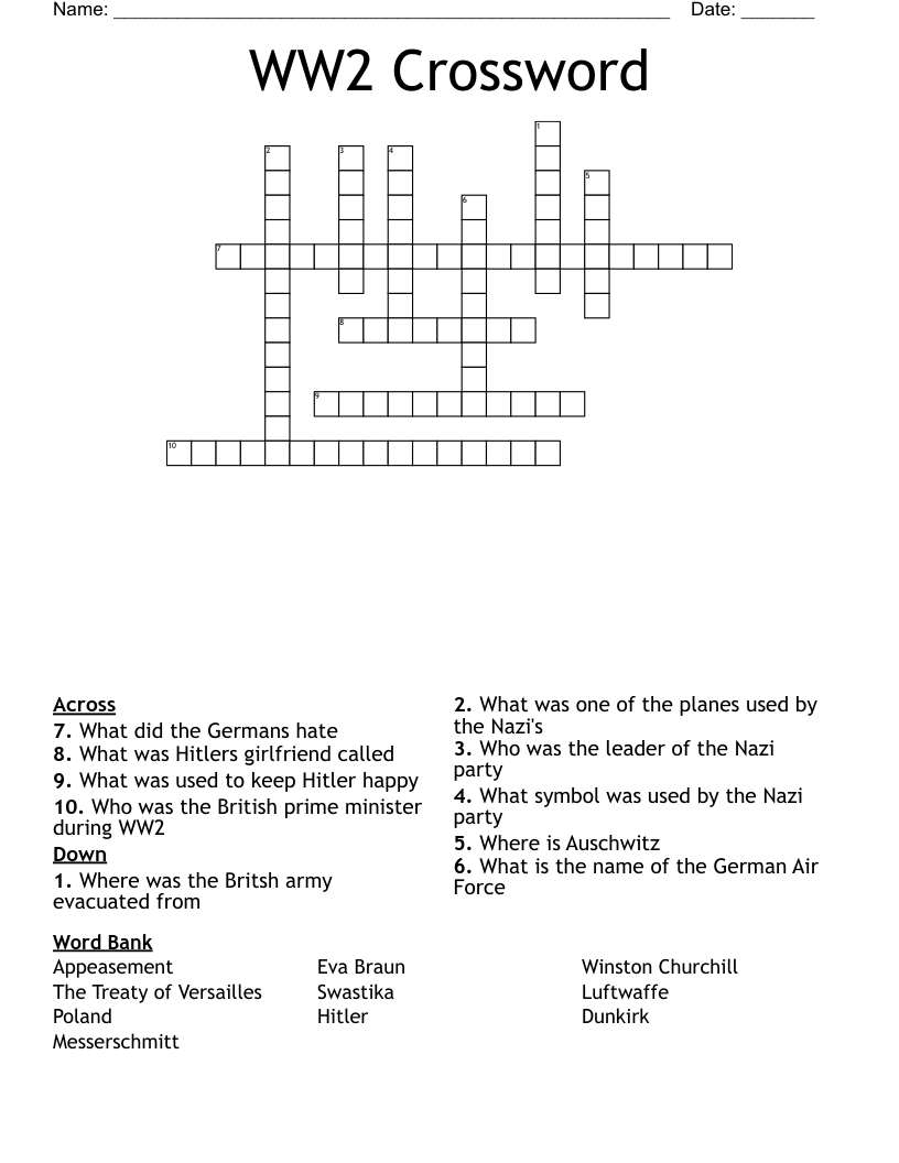 WW2 Crossword