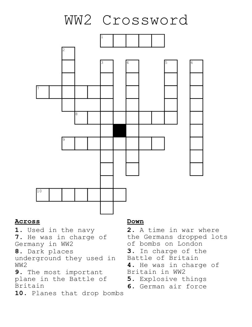 WW2 Crossword