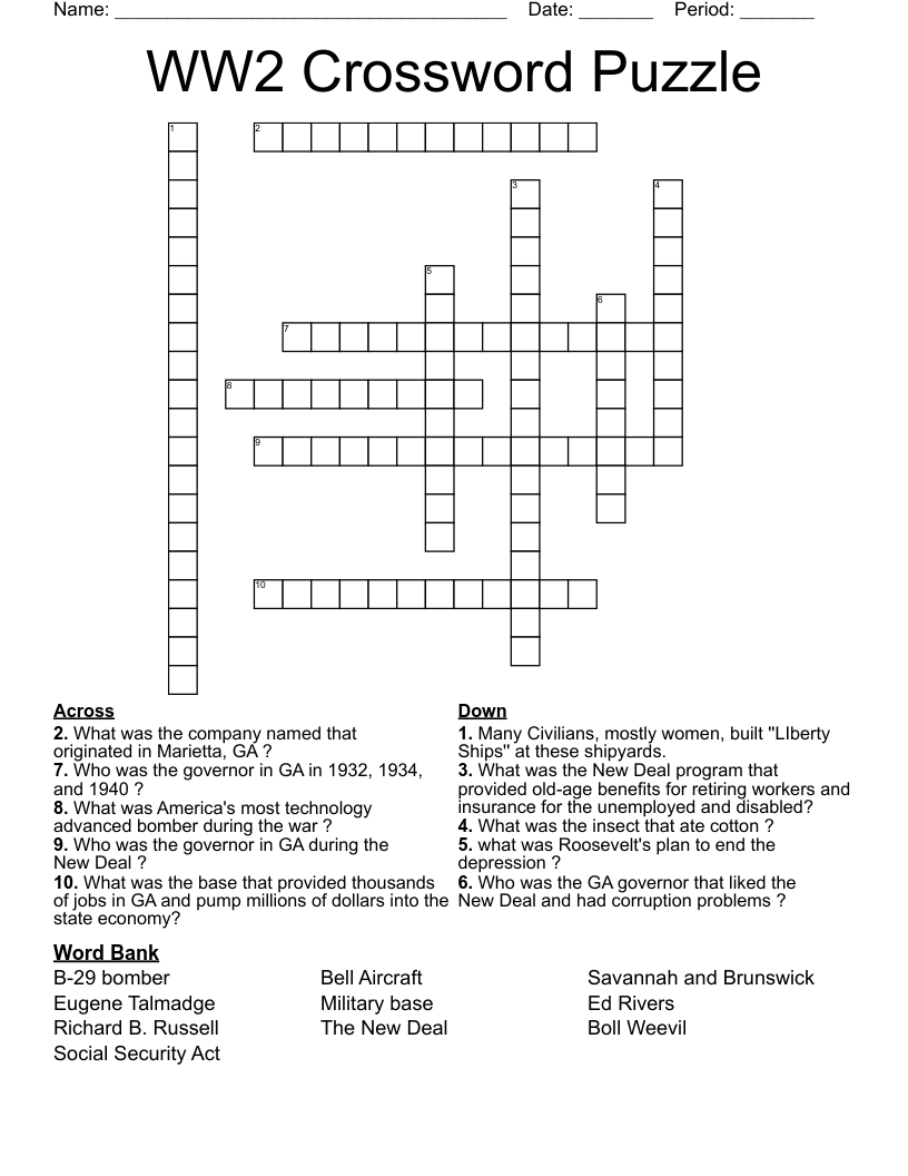 WW2 Crossword Puzzle