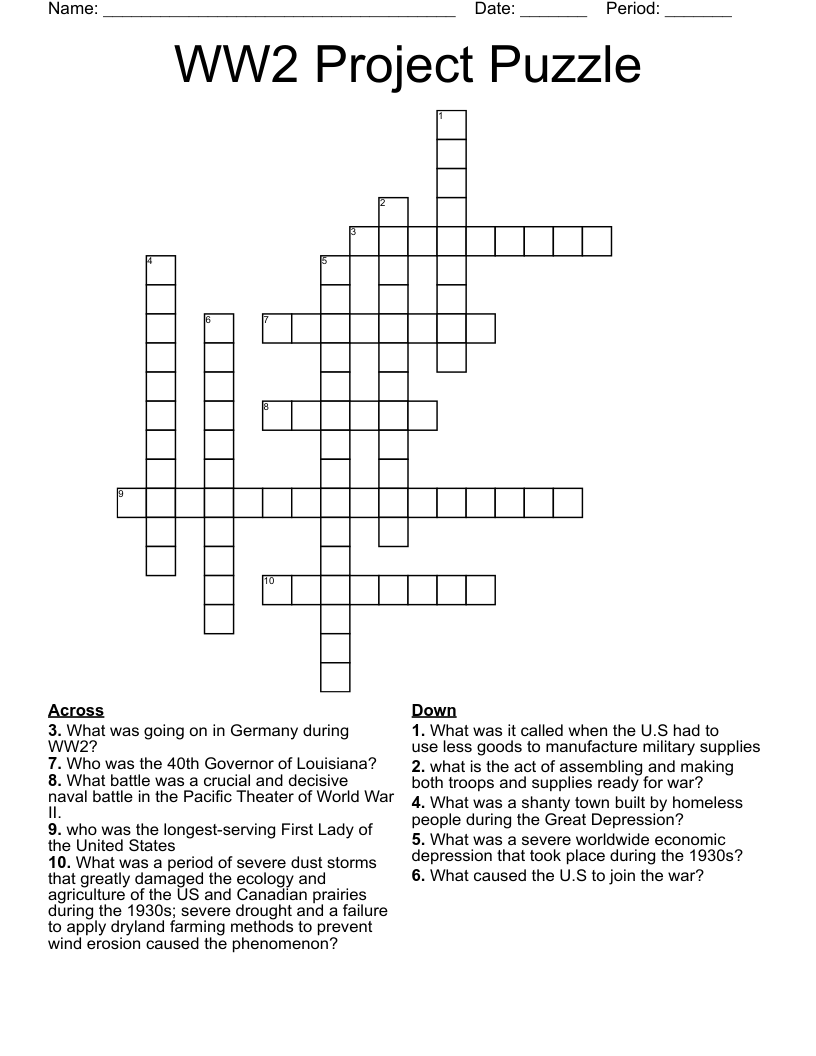 WW2 Project Puzzle Crossword