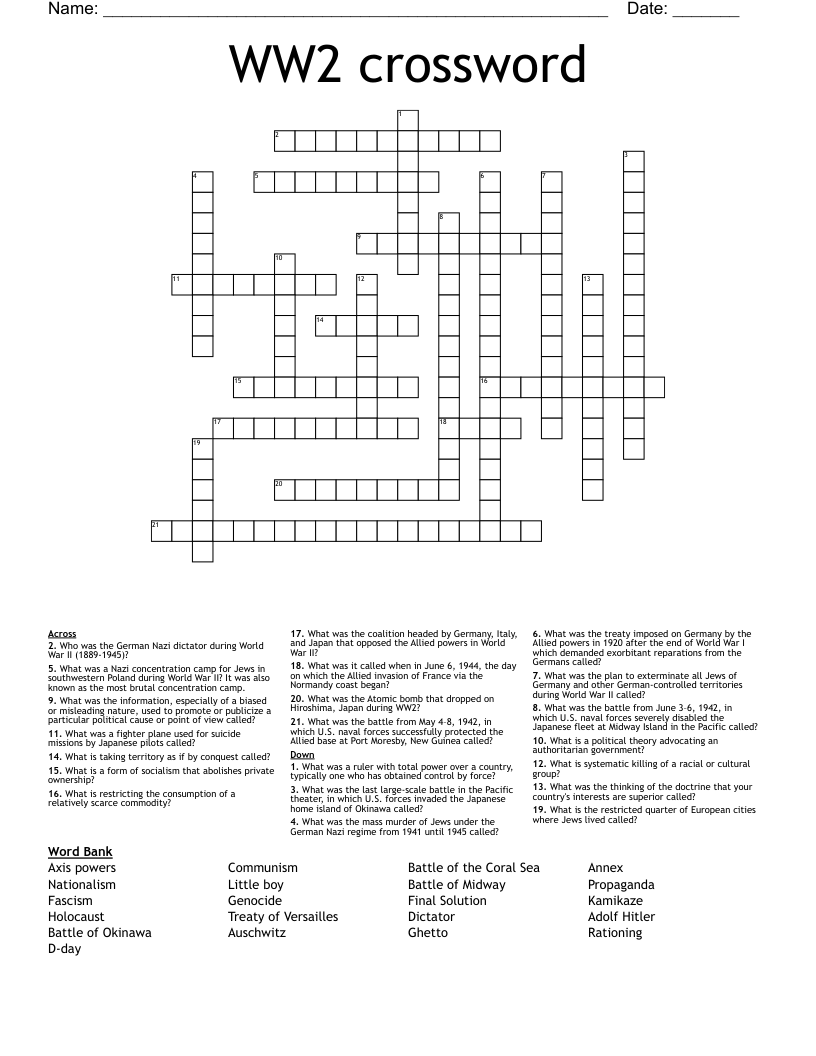 WW2 crossword