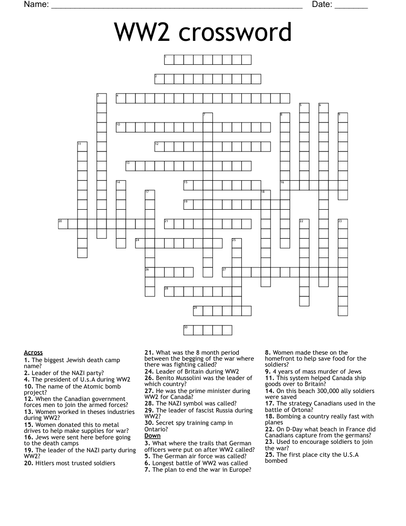 WW2 crossword