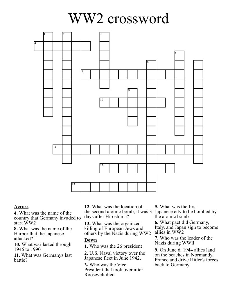 WW2 crossword 