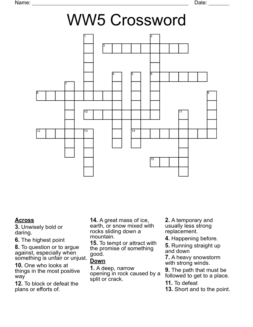 WW5 Crossword