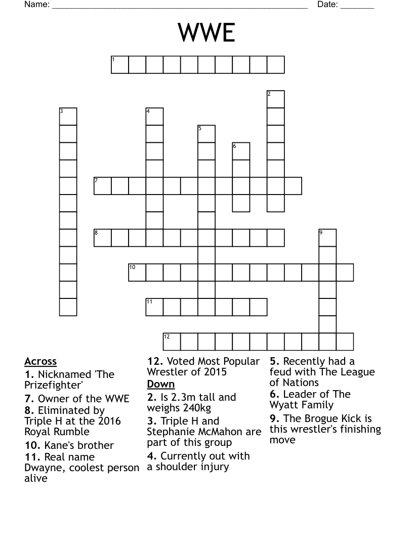 WWE Crossword